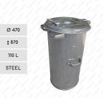 Hot dip galvanised steel dustbin 110 liter Utcai hulladékgyűjtő